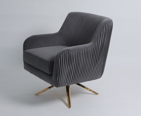 comprare Sedia di accento di Grey Velvet Gold Stainless Swivel dell'europeo fabbricazione online