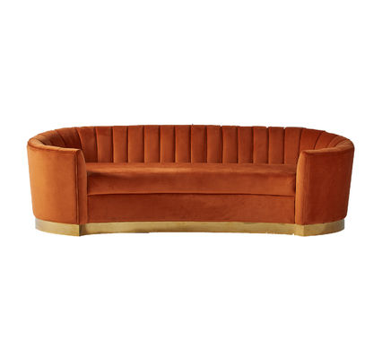 comprare Sofà curvo velluto arancio moderno europeo del tessuto di stile fabbricazione online