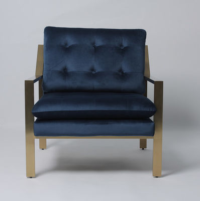 comprare Singolo bottone profondo di lusso Sofa With Hallow Metal Legs di Blue Velvet fabbricazione online