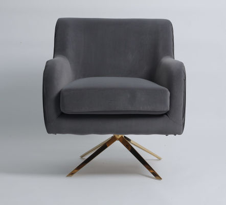comprare Gambe Grey Velvet Armchair moderno di acciaio inossidabile dell'oro fabbricazione online