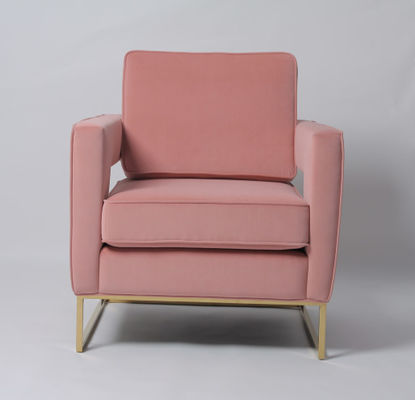 comprare Struttura moderna di Pale Pink Sofa With Metal del velluto della mobilia del salone fabbricazione online
