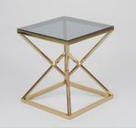 50x50cm Modern 0.47cbm Stainless Steel And Glass Coffee Table