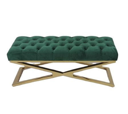 comprare Base trapuntata bottone di acciaio inossidabile del banco dell'ottomano della camera da letto del velluto fabbricazione online