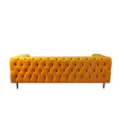 Modern Style Velvet Fabric Stainless Steel Living Room Sofa 228CM Length
