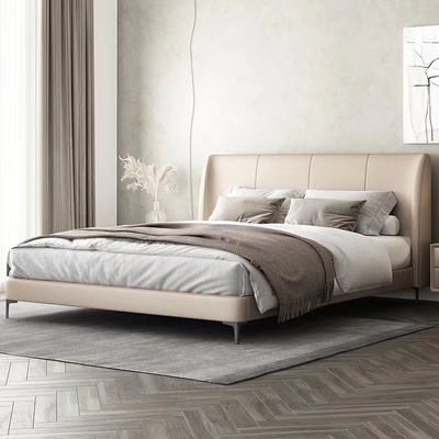 Buon prezzo Mobilia della camera da letto dell'albergo di lusso del letto gemellato con il letto di cuoio di legno solido in linea