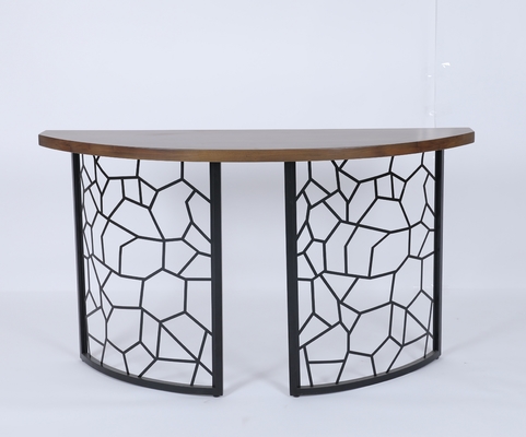 Buon prezzo Tavola di console anteriore curva abitudine con la base superiore e decorativa di legno del ferro in linea