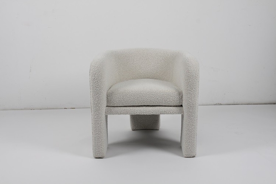 Buon prezzo Il salotto pigro della lana dell'agnello di Sofa Cream White Boucle Chair della lana d'agnello accenta singolo in linea
