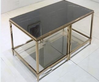 Buon prezzo Tabella laterale superiore della pietra contemporanea nera del tavolino da salotto del salone della struttura del metallo in linea