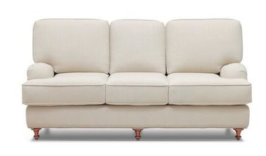 Buon prezzo Il salone stile americano si corica il tessuto di tela 3 Seater Sofa Solid Wood Legs in linea