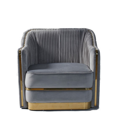 Buon prezzo Tessuto di lusso leggero singolo Sofa With Stainless Steel Decorated del velluto di stile in linea