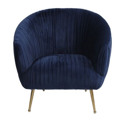 Buon prezzo Poltrona blu moderna del tessuto del velluto di 88CM con le gambe di acciaio inossidabile in linea