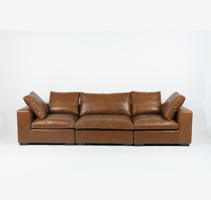 Buon prezzo La mucca riveste di pelle 3 Seater Sofa Set For Living Room di cuoio moderno in linea