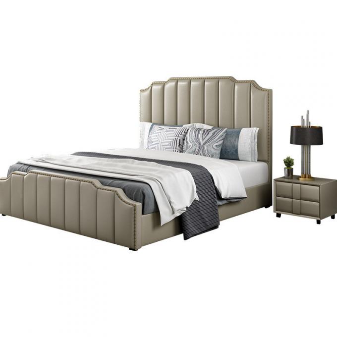 Mobilia glassata 1.8x2.0 m. Leather Bed della camera da letto dell'albergo di lusso 0