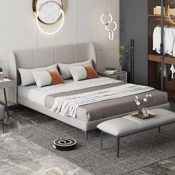 Mobilia della camera da letto dell'albergo di lusso del letto gemellato con il letto di cuoio di legno solido 1