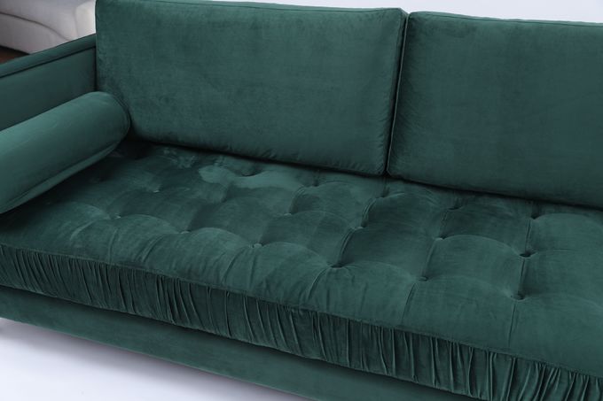 Retro tessuto industriale 3 Seater Sofa Homestay Light Luxury Green del velluto di stile 0