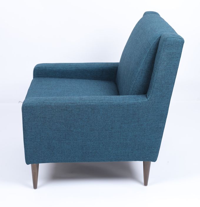 Poltrona Sofa Wood Frame Modern Comfortable del tessuto blu del salone singola 0