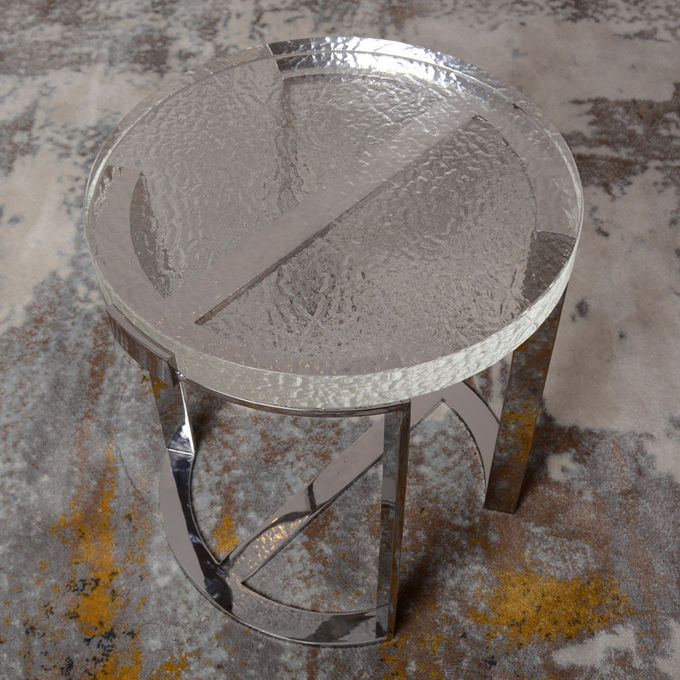 La mobilia dei tavolini da salotto del salone del centro del metallo mette il vetro di lusso moderno 1