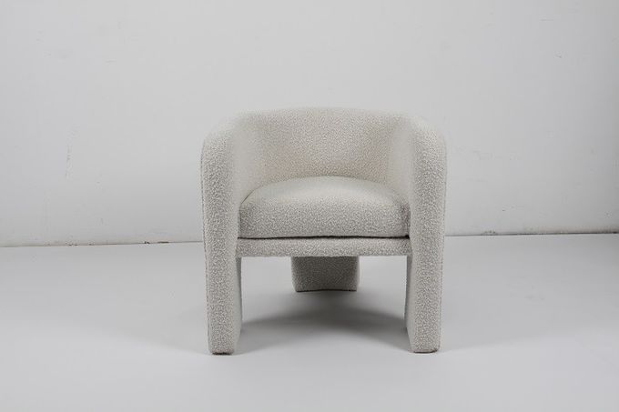 Il salotto pigro della lana dell'agnello di Sofa Cream White Boucle Chair della lana d'agnello accenta singolo 0