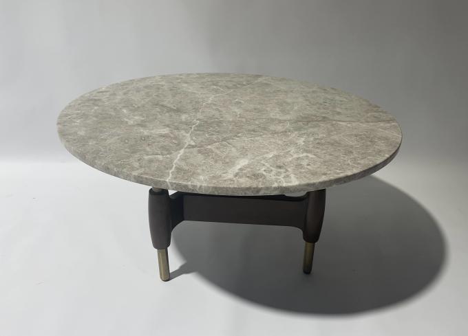 Tavolino da salotto su misura del salone con la cima di marmo di base metallica d'ottone spazzolata 1