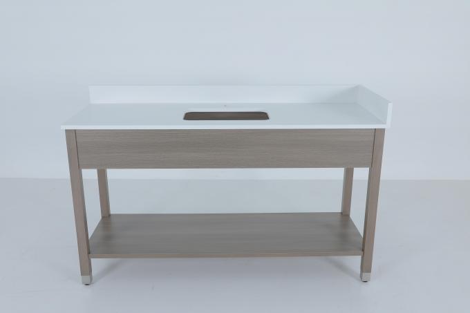 Metallo Ferrule Bianco Pietra Top E Backsplash Vanità Con Mensola In Legno 0