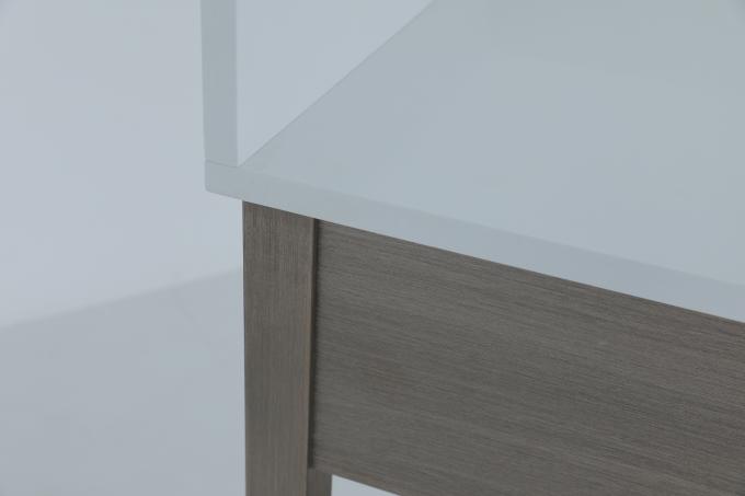 Metallo Ferrule Bianco Pietra Top E Backsplash Vanità Con Mensola In Legno 2