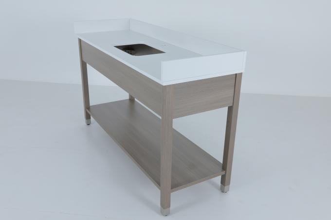 Metallo Ferrule Bianco Pietra Top E Backsplash Vanità Con Mensola In Legno 1