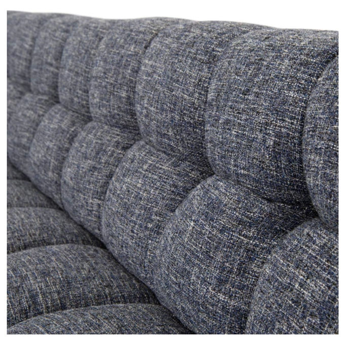 Grey Linen Fabric Living Room di trapunto piegato Sofa Walnut Legs And Delicately 0