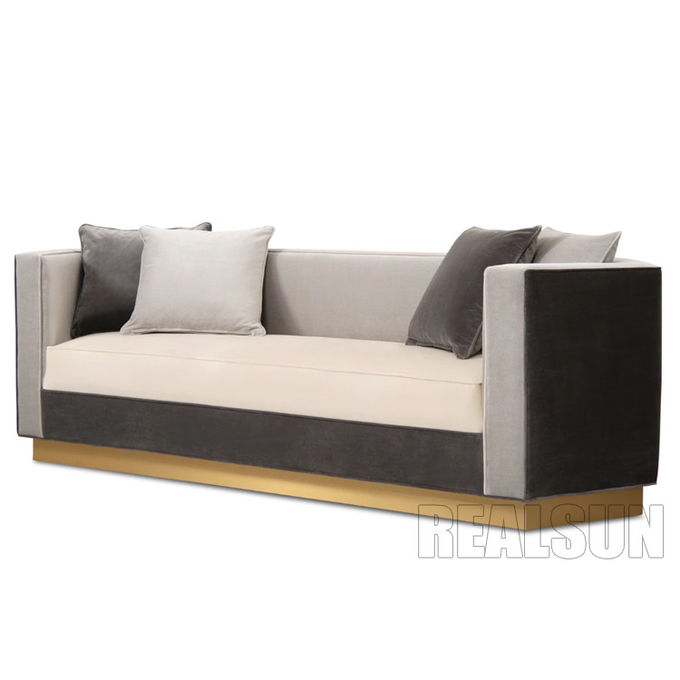 Salone comodo Sofa Mosaic Contrast Color Leather con il cuscino molle della spugna della ciniglia 0