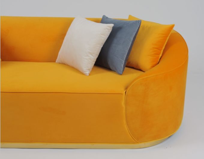 Velluto Sofa With Metal Base del tessuto del salone 5