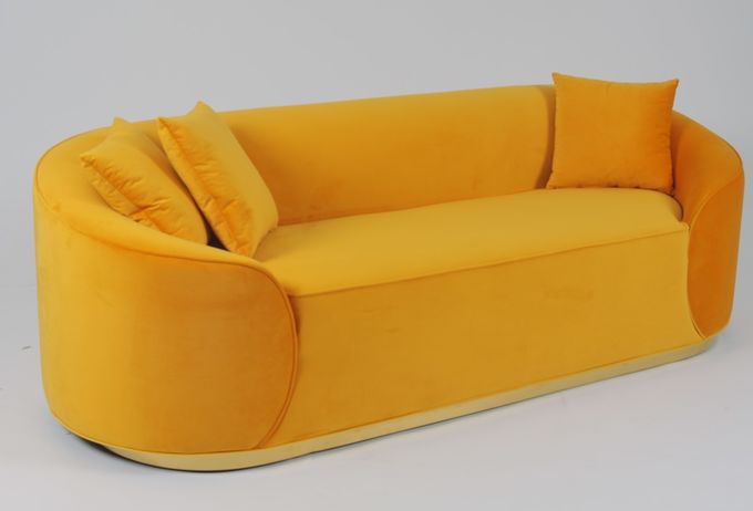 Velluto Sofa With Metal Base del tessuto del salone 3