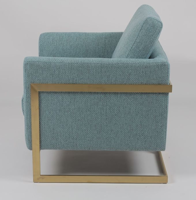 poltrona blu del tessuto di altezza di 85cm con l'acciaio inossidabile dell'oro 2