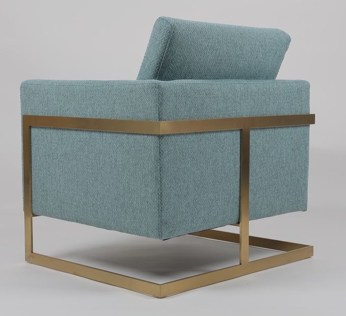 poltrona blu del tessuto di altezza di 85cm con l'acciaio inossidabile dell'oro 1