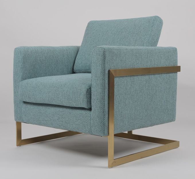 poltrona blu del tessuto di altezza di 85cm con l'acciaio inossidabile dell'oro 4