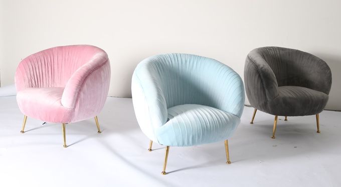 Altezza blu scuro moderna della poltrona 75cm di accento del velluto 3