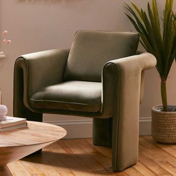 Singolo sofà beige 75*82*70cm del salone della poltrona del velluto 0