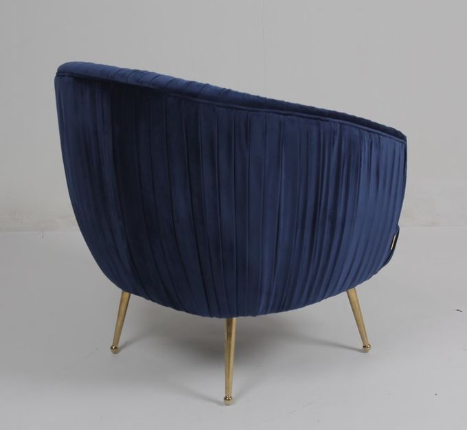 Poltrona blu moderna del tessuto del velluto di 88CM con le gambe di acciaio inossidabile 3