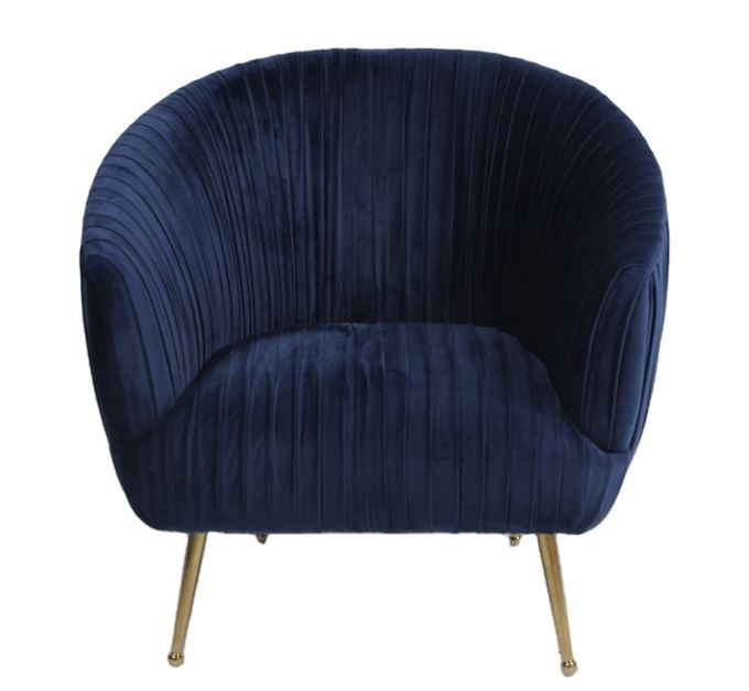 Poltrona blu moderna del tessuto del velluto di 88CM con le gambe di acciaio inossidabile 1