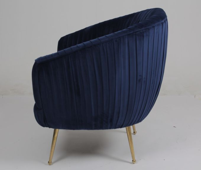 Poltrona blu moderna del tessuto del velluto di 88CM con le gambe di acciaio inossidabile 4