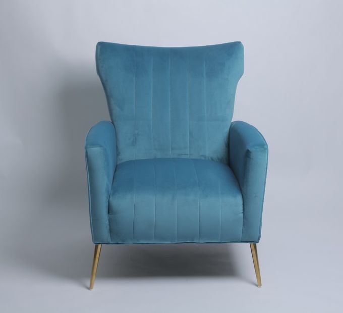 Poltrona moderna di Blue Velvet con le gambe di acciaio inossidabile 2