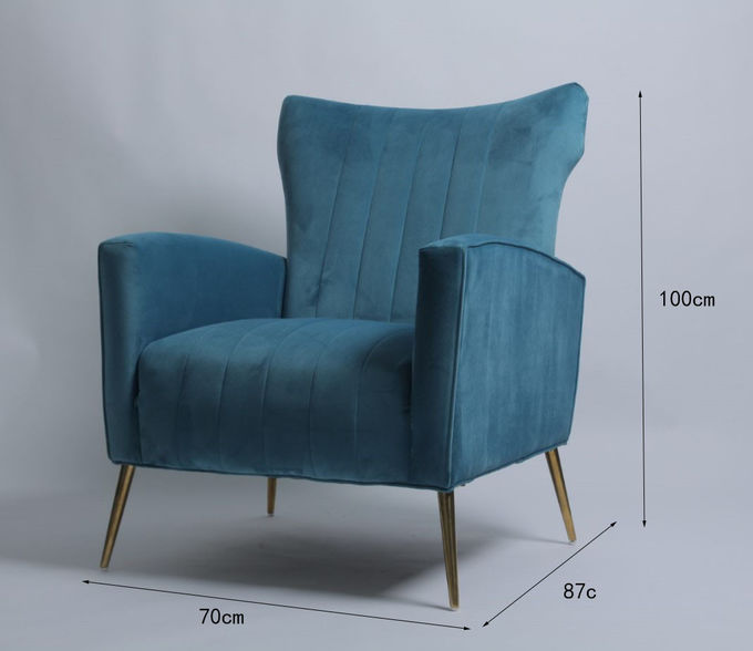 Poltrona moderna di Blue Velvet con le gambe di acciaio inossidabile 1