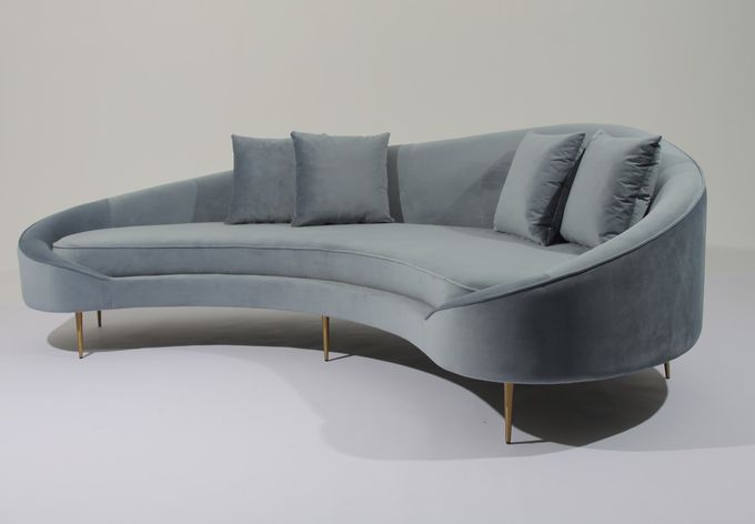 Tessuto Sofa Stainless Steel Base Couch del velluto di W 260cm per il salone 3