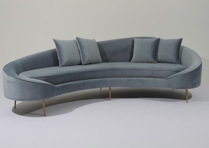 Tessuto Sofa Stainless Steel Base Couch del velluto di W 260cm per il salone 2