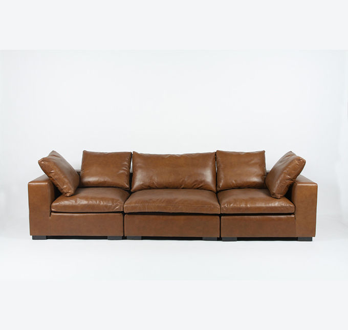 La mucca riveste di pelle 3 Seater Sofa Set For Living Room di cuoio moderno 1