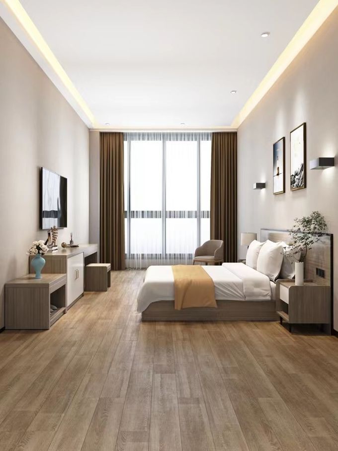 Mobilia ricoperta di legno solida della camera da letto dell'hotel del tessuto di stile di lusso 0