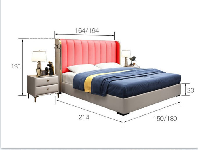Mobilia moderna della camera da letto dell'hotel del letto matrimoniale di cuoio di lusso leggero letto di nozze di 1,8 m. 0